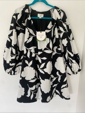 kate spade Black and White Floral Babydoll Dress